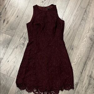 Ann Taylor Deep Red Lace Mini Dress